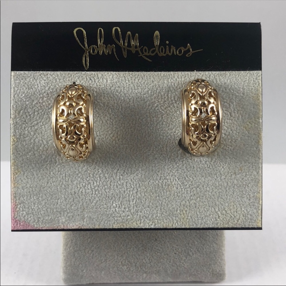John Medeiros Classic Clip On Style Statement Earrings NWT